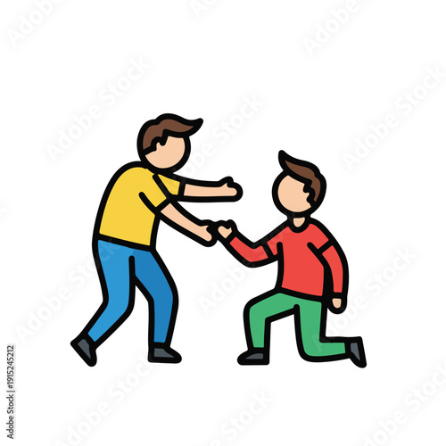 Person helping another person stand up