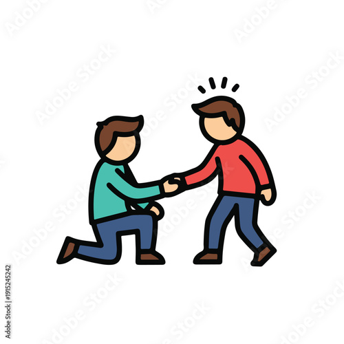 Person helping another person stand up