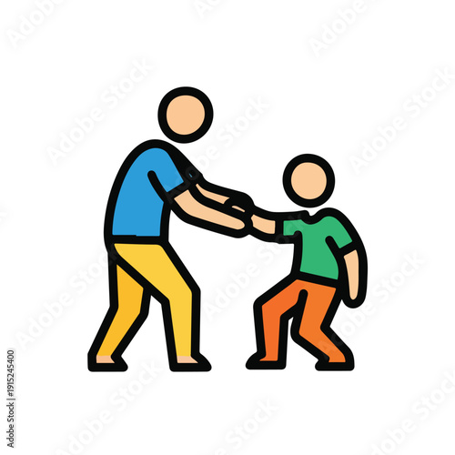 Person helping another person stand up