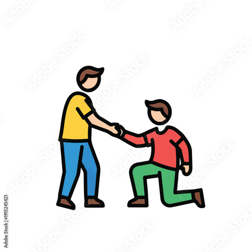 Person helping another person stand up