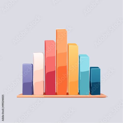 Colorful 3D Bar Graph Illustration with Various Heights and Colors.