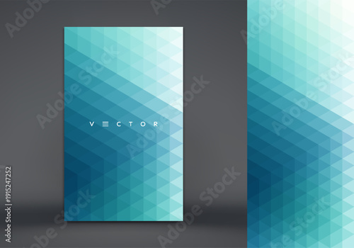 Vertical banner or stand for conference. Translucent geometric background. Mosaic. Color gradient. Sliced ​​effect. Vector for brochure, poster, cover, postcard, presentation, flyer, or banner.