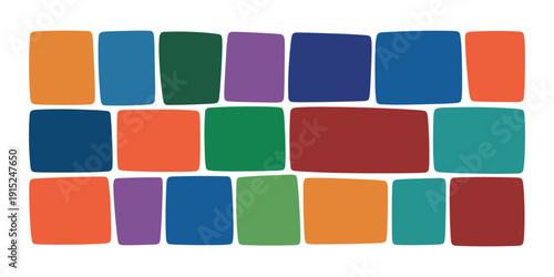 Colorful rectangular blocks arranged in rows rectangles squares shapes in white background