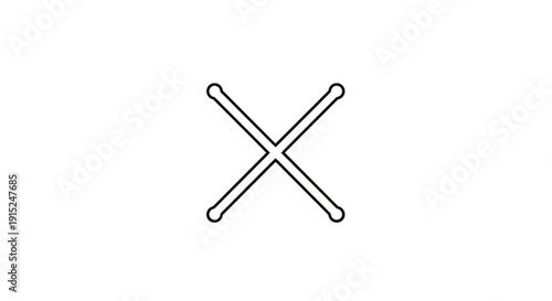 Simple black line art x symbol crossing lines minimalistic design element graphic resource