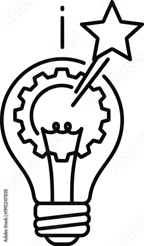 Innovative Idea Generation with Lightbulb and Star.