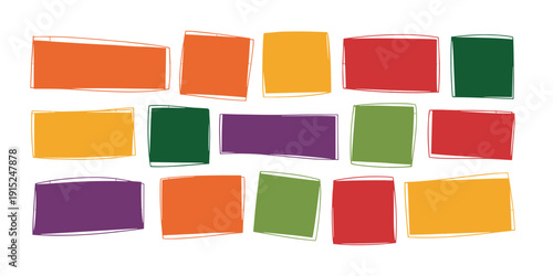 Colorful rectangular labels with white borders rectangles stickers white background