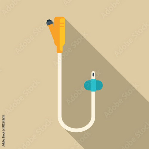 Urinary catheter health equipment in flat design style with long shadow