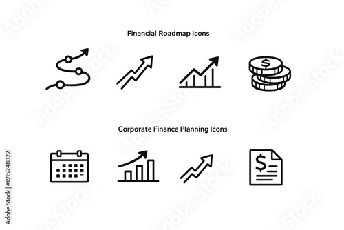 Financial Growth Icons Showing Upward Trends Calendar and Stacked Coins on Dark Background