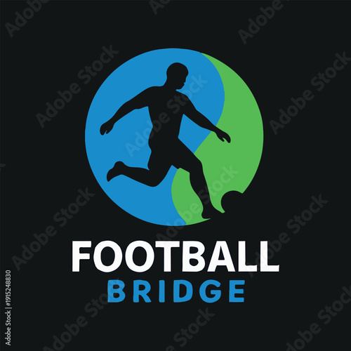 Soccer player silhouette with football bridge text