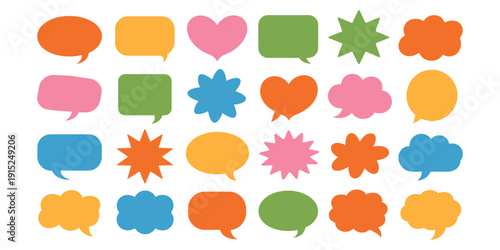Colorful speech bubbles and chat bubbles conversation bubbles hearts in white background