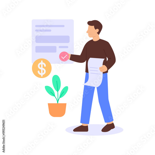 Reimbursements, repaying employee work related expenses, Flat vector character illustration