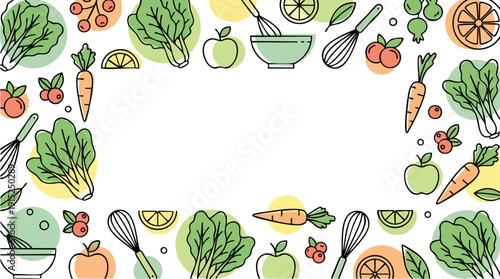 Fresh fruits and vegetables illustration.