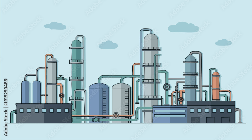 Obraz premium Industrial factory plant refinery complex.