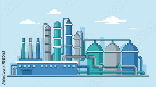 Industrial factory with large machinery.