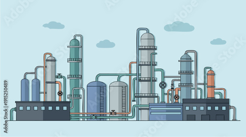 Industrial factory plant refinery complex.