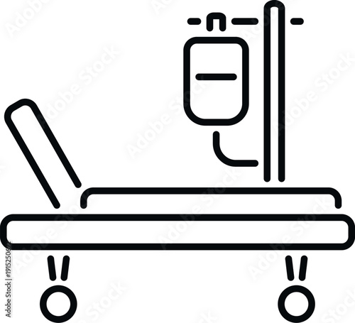 Hospital bed and iv drip stand forming a healthcare concept