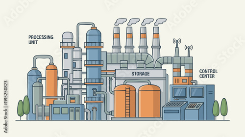 Industrial factory processing unit machinery.