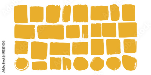 Yellow brush stroke shapes rectangles in white background