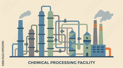 Industrial chemical processing facility plant.