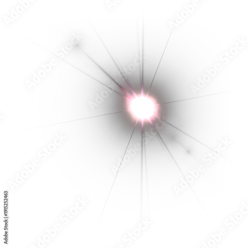 Digital lens flare effect mimicking camera optics, radiant glow burst, light distortion artifact, aberration, visual enhancement element.