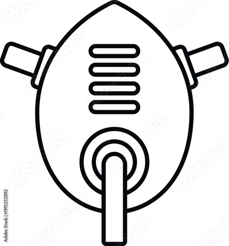 Medical oxygen mask or respirator outline icon for healthcare and emergency concepts