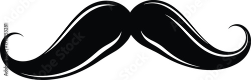 A black handlebar mustache on a white background