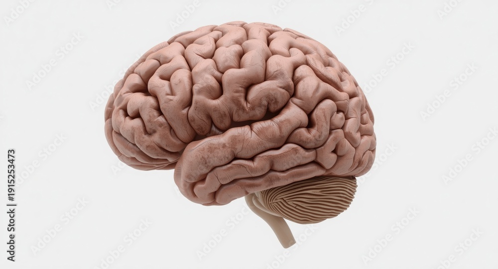 Obraz premium realistic human brain 3D model emphasizing detailed neural anatomy and structure