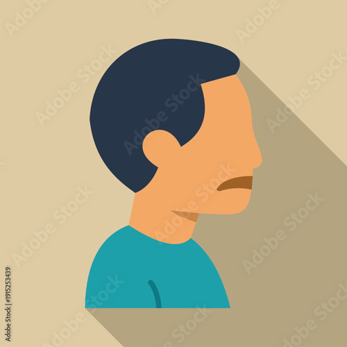 Sad man profile illustrating negative emotions and despair with long shadow