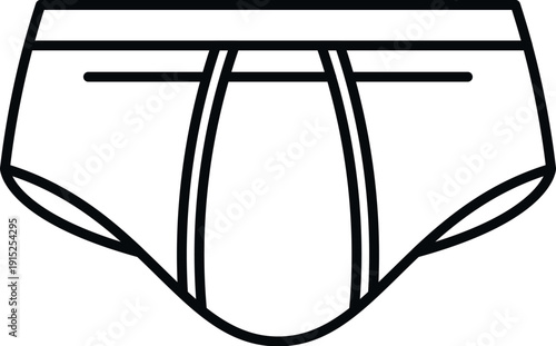 Men's briefs outlining clothing design on white background