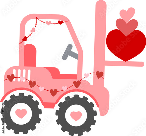 Valentine Construction vehicles, red and pink, love, romantic, cute trucks, puns, sayings