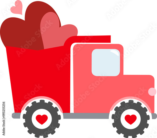 Valentine Construction vehicles, red and pink, love, romantic, cute trucks, puns, sayings