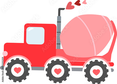 Valentine Construction vehicles, red and pink, love, romantic, cute trucks, puns, sayings