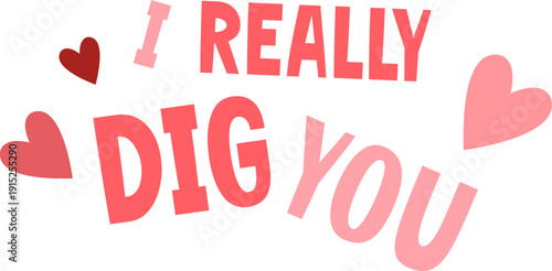 Valentine Construction vehicles, red and pink, love, romantic, cute trucks, puns, sayings