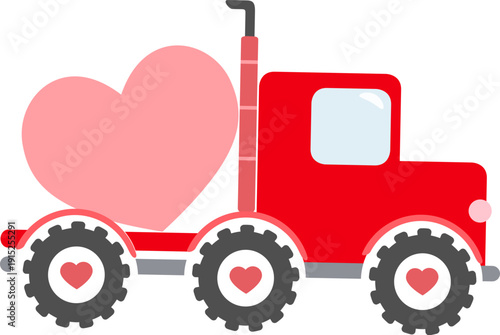 Valentine Construction vehicles, red and pink, love, romantic, cute trucks, puns, sayings