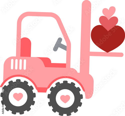 Valentine Construction vehicles, red and pink, love, romantic, cute trucks, puns, sayings