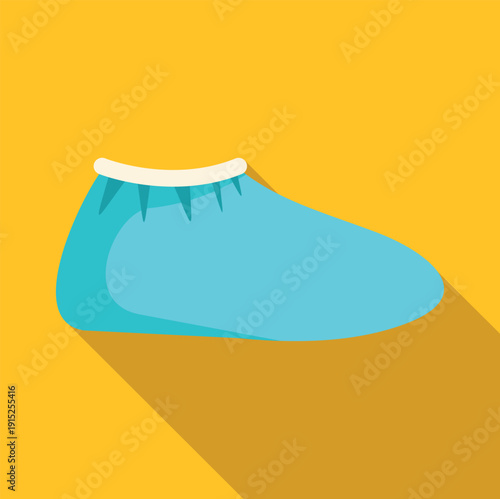 Blue disposable shoe cover representing hygiene, medical protection, and sterility in a flat design