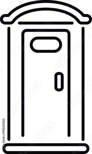 Portable toilet line icon representing a temporary outdoor restroom facility