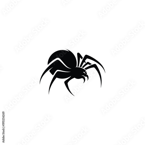 Silhouette of a spider illustration on a plain background viewed from the side