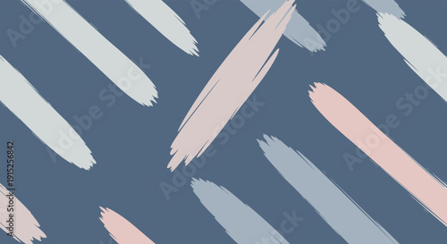 Abstract seamless pattern with diagonal pastel-colored brush strokes on a muted blue background, creating a simple, modern texture.