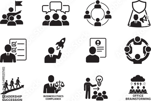 Professional business people icons for office meeting and HR concepts