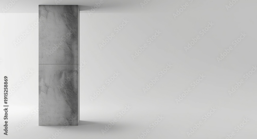 Naklejka premium Structural concrete pillar beneath ceiling with clear copy space