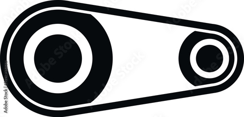 Belt and two pulleys moving, representing power transmission and mechanical engineering icon