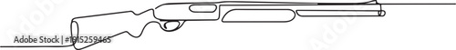 Continuous one line drawing of firearms shotgun. One line drawing illustration of shotgun gun. one line Art icon drawing vector