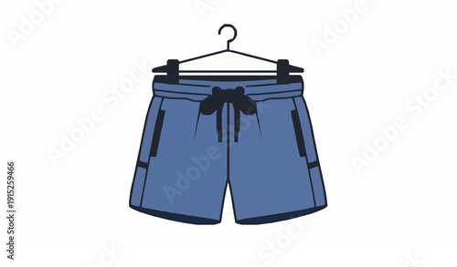 Athletic sweat shorts on hanger vector mockup