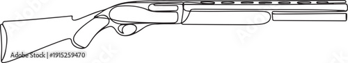 Continuous one line drawing of firearms shotgun. One line drawing illustration of shotgun gun. one line Art icon drawing vector