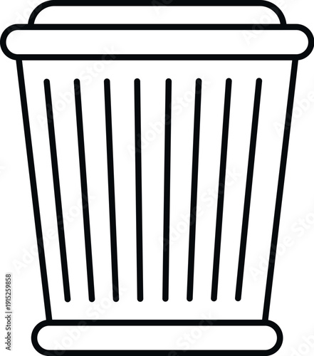 Line art drawing of a wastebasket symbolizing digital deletion or garbage
