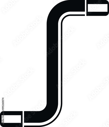 Black s shaped pipe representing plumbing or a heated towel rail