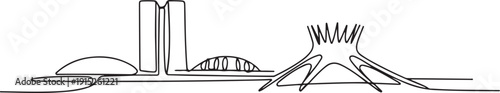Continuous one line drawing of Brasilia city skyline. Single line drawing illustration of Brazil cityscape. one line Art icon drawing vector