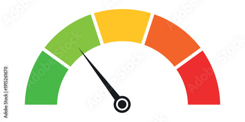Speedometer icon or sign with arrow. Speedometer, indicator icons.