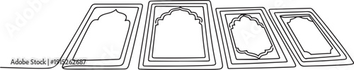 Continuous one line drawing of prayer rugs. Single line drawing illustration of holy islamic prayer rugs. one line Art icon drawing vector